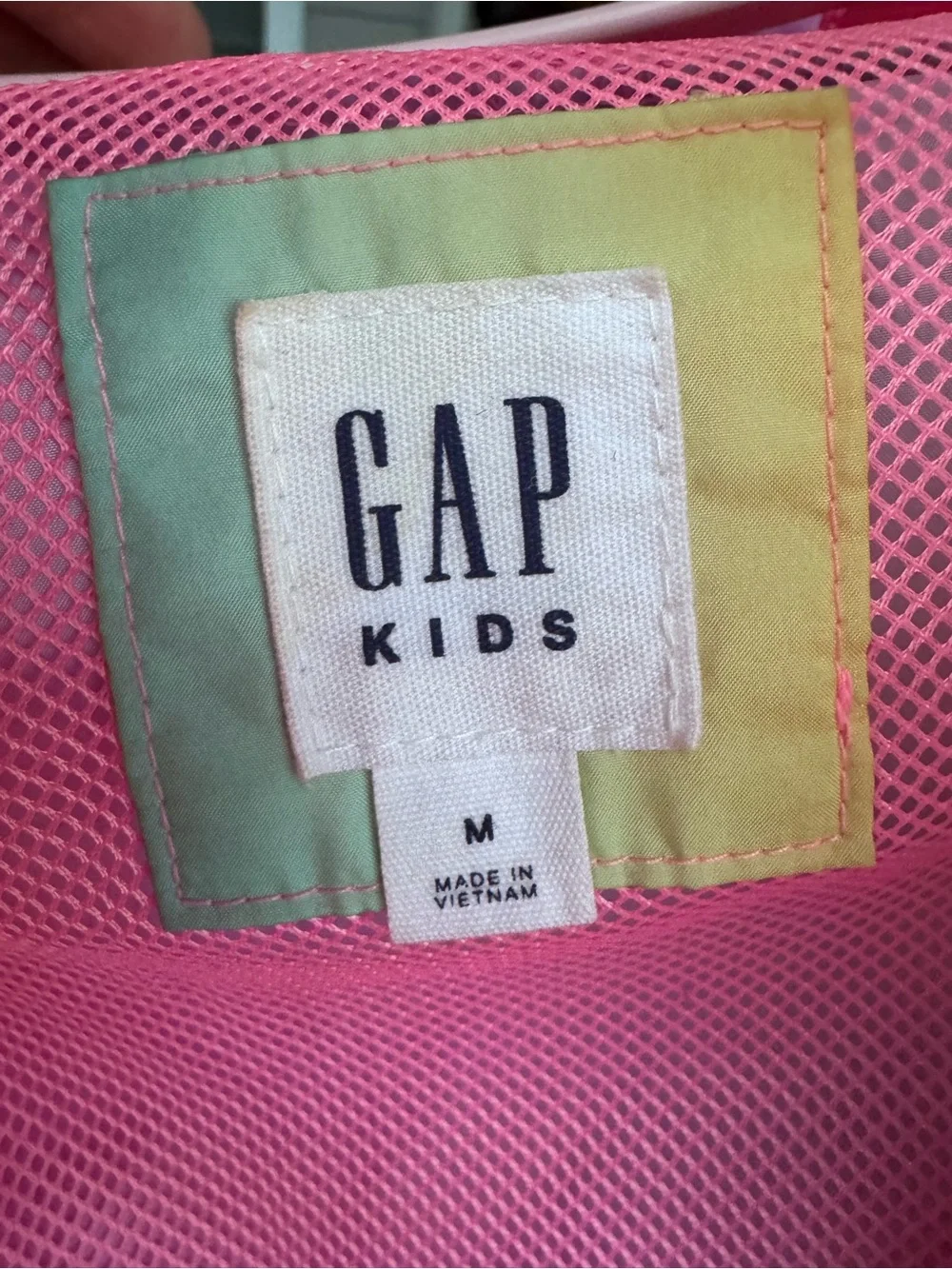GAP Pastel Rainbow Hooded Raincoat in Pink, Yellow, Blue